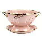 GüzelEmaye Enamel Metal Colander Set Of 2 Pieces 23cm Colander+22cm Plate, Strainer Basket with Handles, Multiple Colors Available